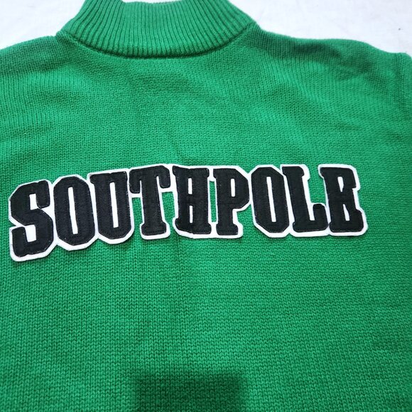 Southpole Knit Turtleneck Sweater Mens XL Green with Spell Out 90s Pullover - Picture 2 of 10